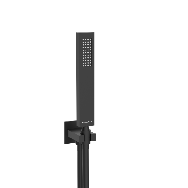 Bateria prysznicowa ścienna zestaw z kwadratową deszczownicą CZARNY