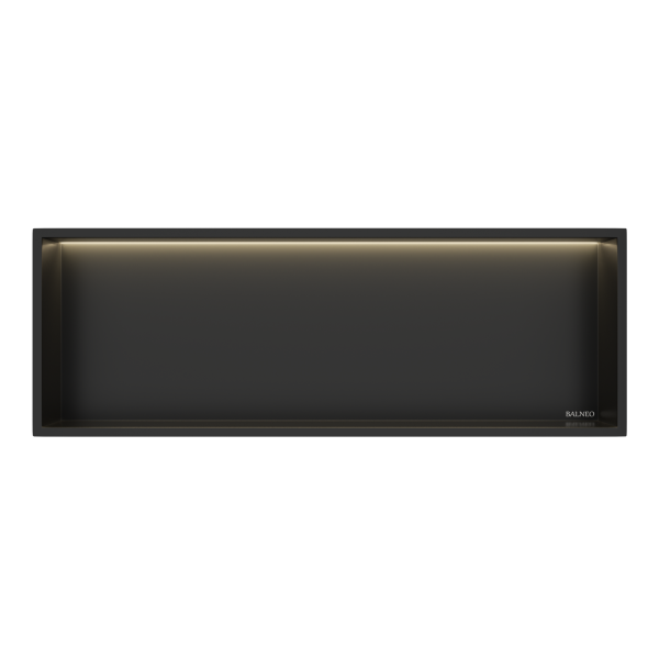 PÓŁKA WNĘKOWA Z OŚWIETLENIEM LED Z PODŚWIETLENIEM CZARNA 30x90x10 cm