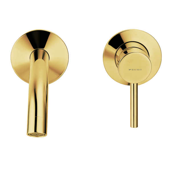 Bateria umywalkowa ścienna Kran do umywalki ZŁOTY POŁYSK