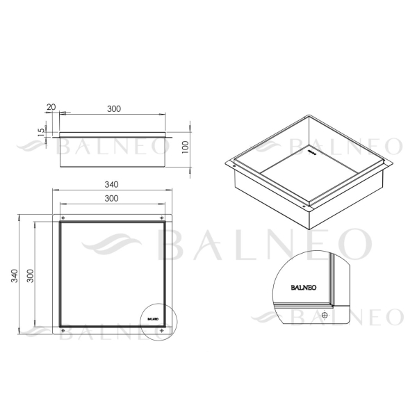 Półka wnękowa bezramkowa Ciemnoszara 30x30x10 cm WALL-BOX NO RIM