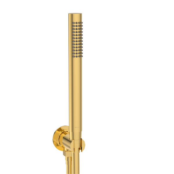 Bateria prysznicowa ścienna zestaw 2 z okrągłą deszczownicą ZŁOTY POŁYSK