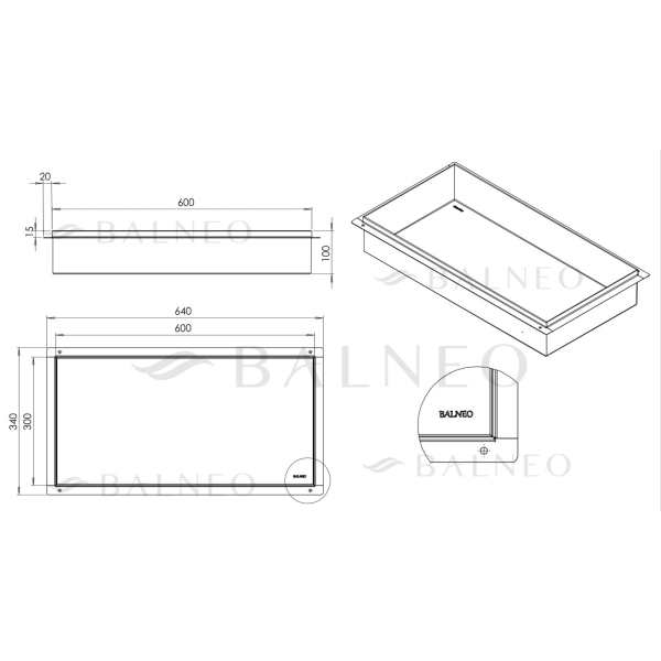 Półka wnękowa bezramkowa Ciemnoszara 60x30x10 cm WALL-BOX NO RIM