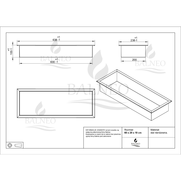 Półka wnękowa prysznicowa ze stali nierdzewnej złota 60x20x10 cm
