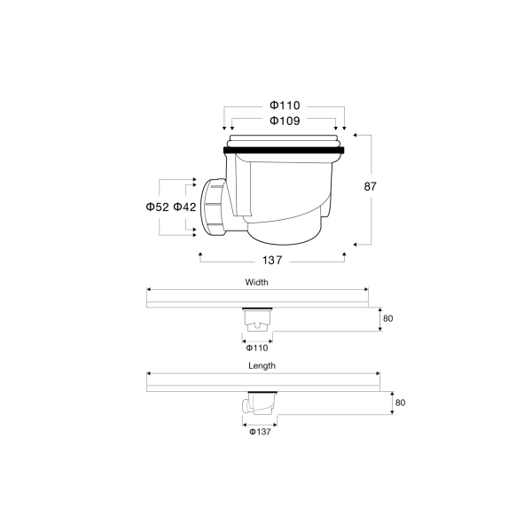 Stone Tray - Syfon do brodzika 87 mm