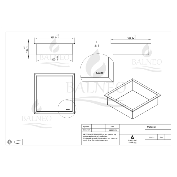 Półka pojedyncza miedziana 30x30x10 cm WALL-BOX ONE Copper