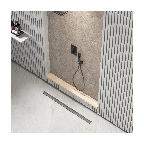 Odpływ liniowy wąski łazienkowy grafitowy 90 cm BASIC S&L