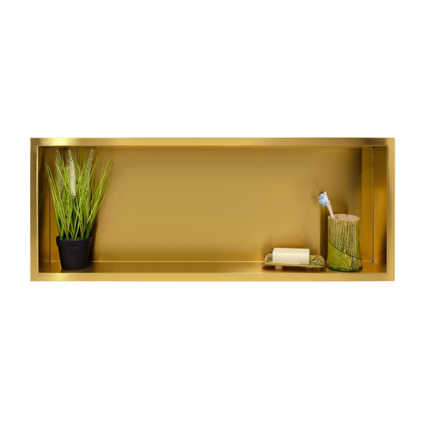 Półka pojedyncza wnękowa pod prysznic do toalety złota 90x30x7 cm