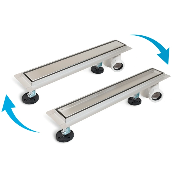 Odpływ liniowy 90 cm z bocznym syfonem dwustronny chrom Odpływ boczny 2w1