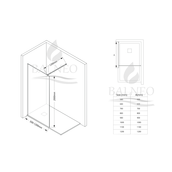 Ścianka prysznicowa Beira 50 x 200 cm transparentna 8 mm złota