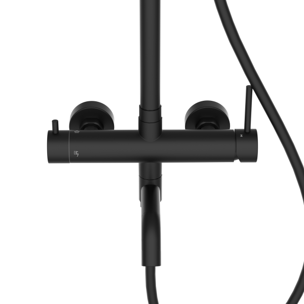 Bateria prysznicowa ścienna zestaw z okrągłą deszczownicą CZARNY