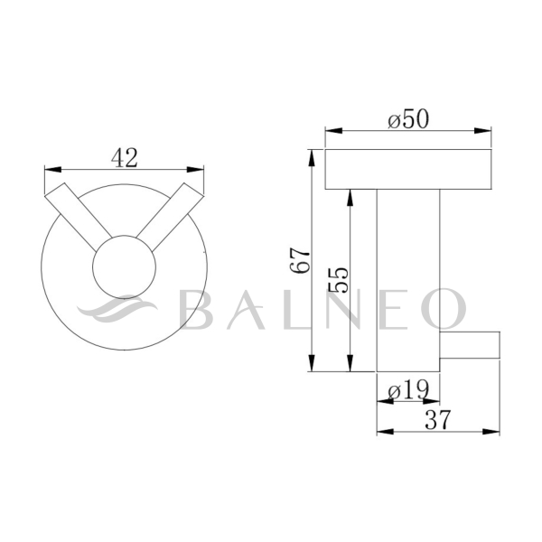 WIESZAK ŁAZIENKOWY HACZYK DO ŁAZIENKI NA RĘCZNIKI QUBE model 2 -  INOX