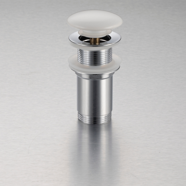 Korek umywalkowy mosiężny Klik Klak model C bez przelewu - Biały Ceramiczny