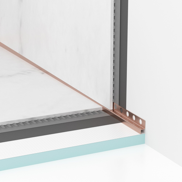 Listwa spadkowa prysznicowa przyścienna prawa 170 cm miedziana