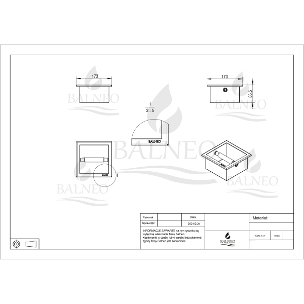 Podajnik papieru miedziany WALL-BOX PAPER 1 Copper