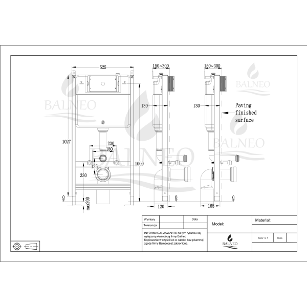 Zestaw podtynkowy WC stelaż Fix Frame Standard z białą miską WC Luxa i przyciskiem spłukującym Lxo czarny