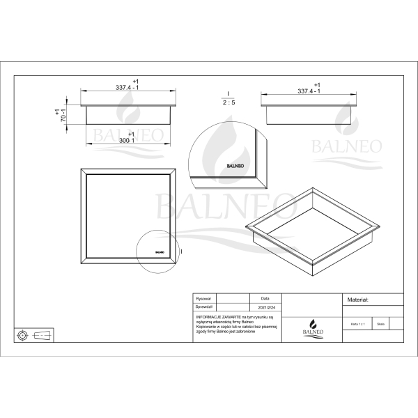 Półka wnękowa INOX 30x30x7 cm WALL-BOX ONE
