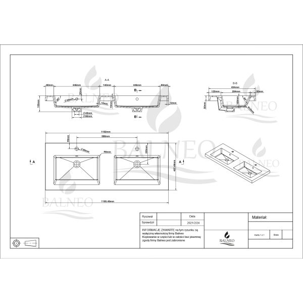 Umywalka nablatowa MILA 120 x 46 biała z konglomeratu