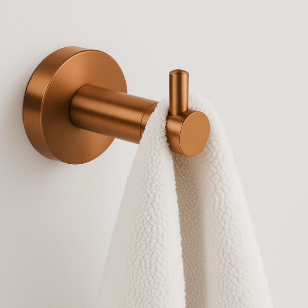 WIESZAK ŁAZIENKOWY HACZYK DO ŁAZIENKI NA RĘCZNIKI  QUBE model 1 MIEDZIANY