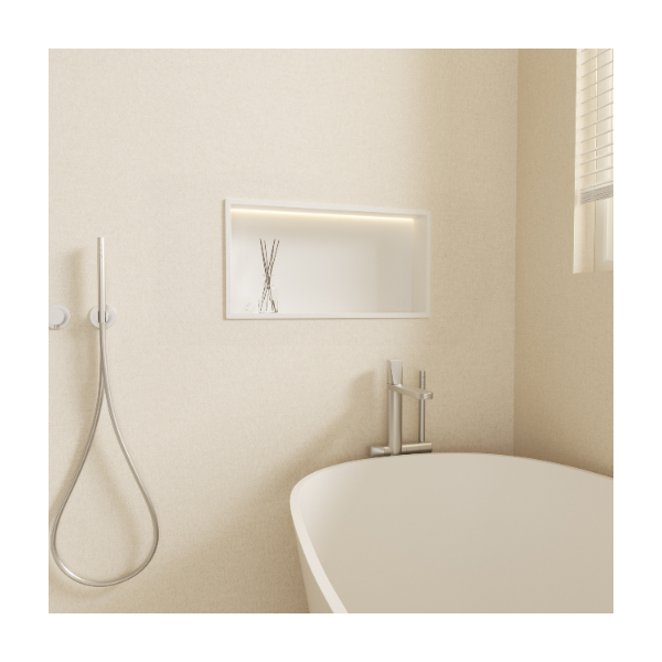 PÓŁKA WNĘKOWA Z OŚWIETLENIEM LED Z PODŚWIETLENIEM BIAŁY 30x60x10 cm