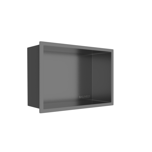 Półka wnękowa ze stali nierdzewnej 30x20x10 cm WALL-BOX ONE Ciemnoszara