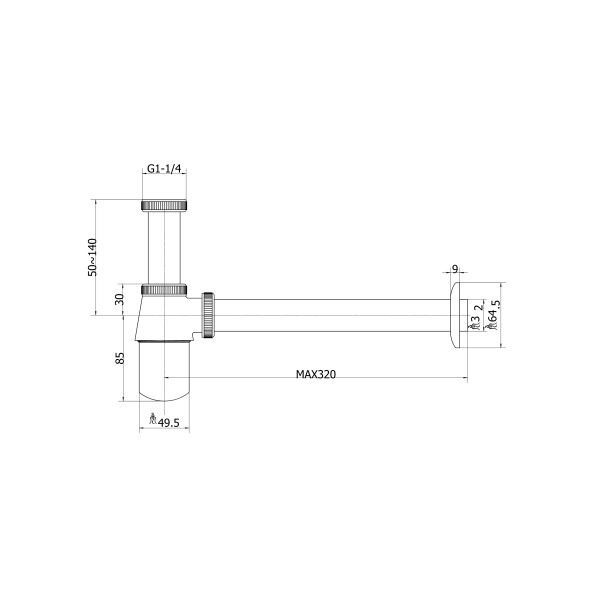 Syfon umywalkowy mosiężny butelkowy model 2 Chrom