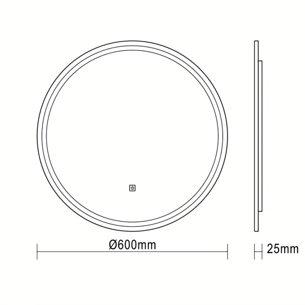 Lustro podświetlane 60 cm BIAŁE EMMA - Ściemnianie, Zmiana barwy