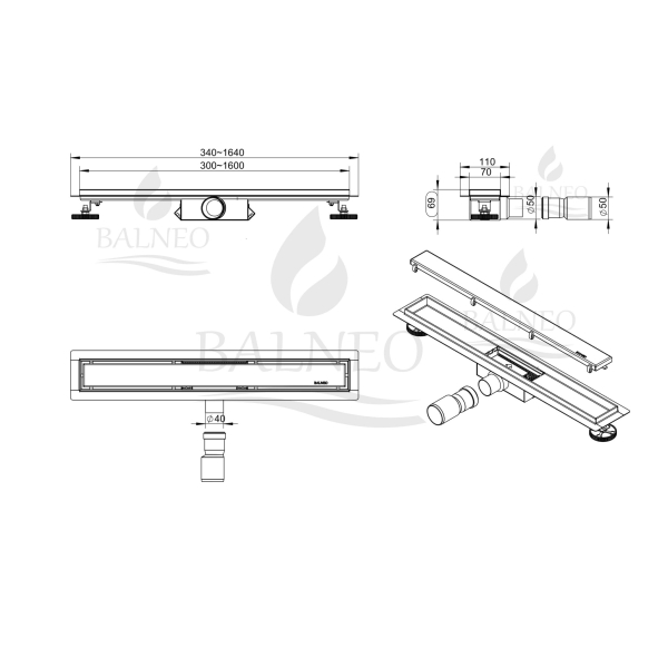 Odpływ liniowy 100 cm dwustronny lustrzane srebro Duplex Next 2w1