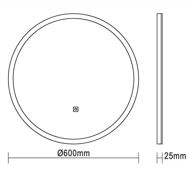 Lustro podświetlane BIAŁE 60 cm LARA - Ściemnianie, Zmiana Barwy