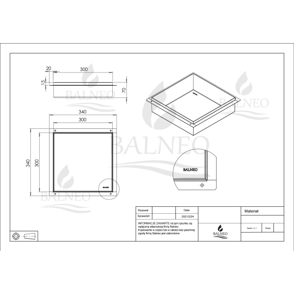 Półka wnękowa łazienkowa bezramkowa INOX 30x30x7 cm WALL-BOX NO RIM