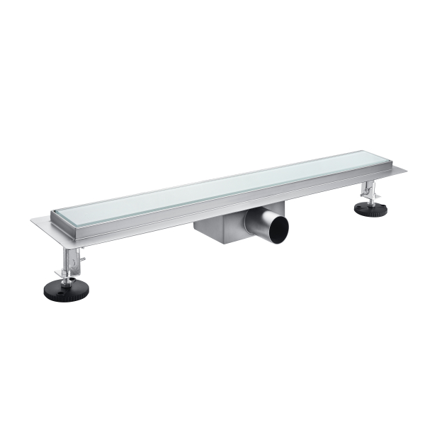Maskownica do odpływu ze szklanym panelem białym 80 cm BASIC White Glass