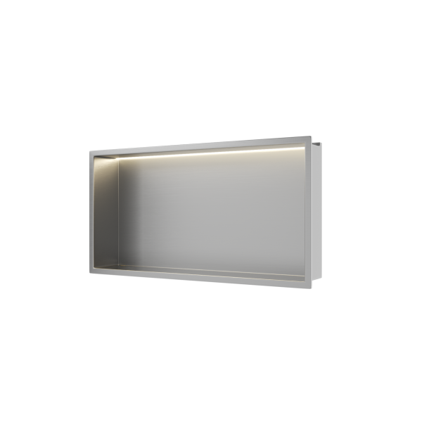 PÓŁKA WNĘKOWA Z OŚWIETLENIEM LED Z PODŚWIETLENIEM INOX 30x60x10 cm
