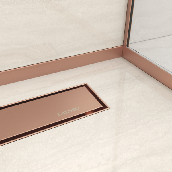 Listwa spadkowa prysznicowa przyścienna prawa 170 cm miedziana