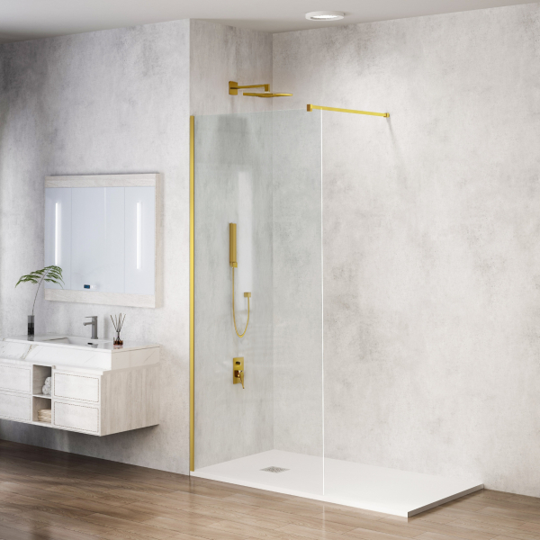 Ścianka prysznicowa Beira 80 x 200 cm transparentna 8 mm złota
