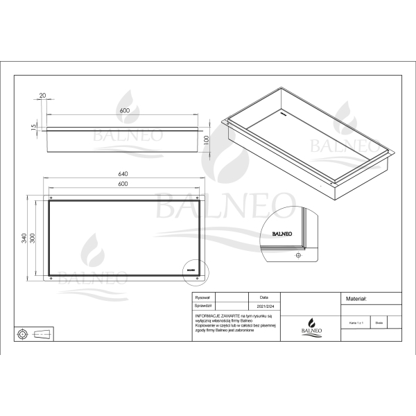 Półka pod prysznic wnękowa bezramkowa INOX 60x30x10 cm