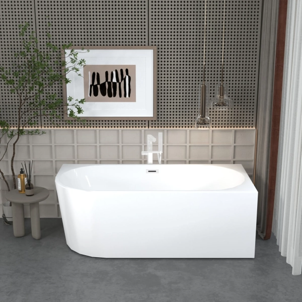 Wanna wolnostojąca narożna prawa 170 x 80 cm biała z pokrywką białą