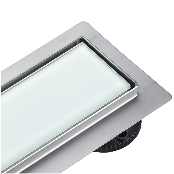 Maskownica do odpływu ze szklanym panelem białym 80 cm BASIC White Glass