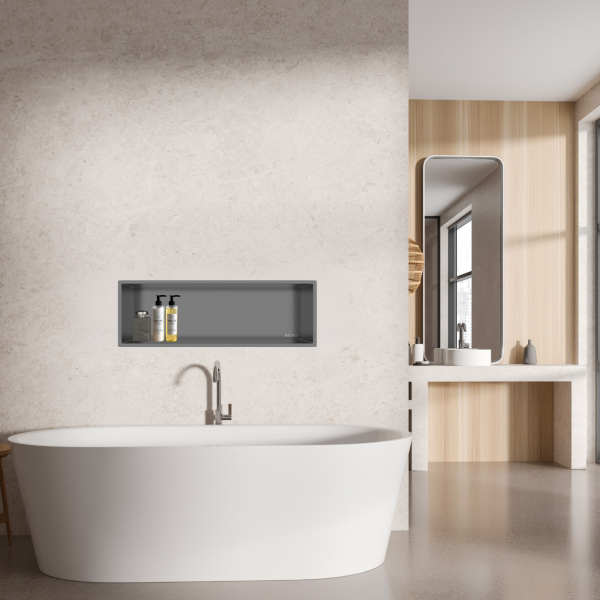 Półka wnękowa ze stali nierdzewnej 60x20x10 cm WALL-BOX ONE Ciemnoszara