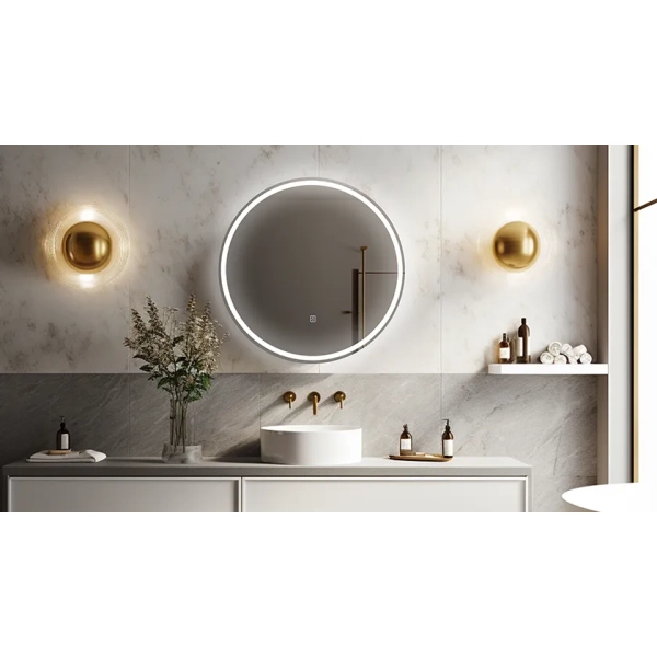 Lustro podświetlane SUN 70 cm BIAŁY Antypara, Ściemnianie, Zmiana barwy